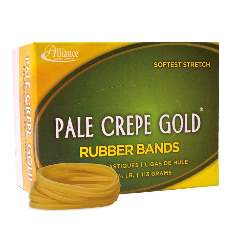 Alliance Rubber 20329 Pale Crepe Gold Rubber Bands Size #32, 1/4 lb Box Contains Approx. 275 Bands (3" x 1/8", Golden Crepe) - Image 2